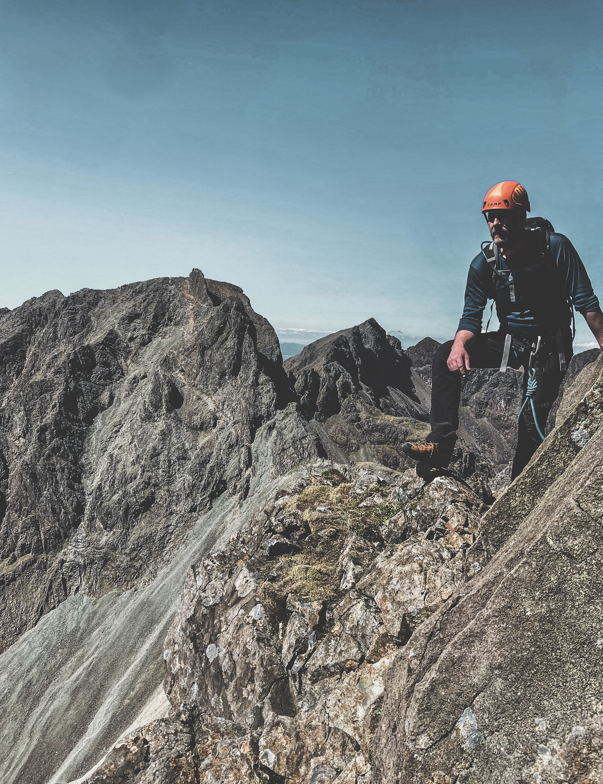 Man on a Munro on the Cuillin Ridge on the Isle of Skye